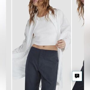 Rag & Bone Navy Cotton Work Pants Leyton Crop